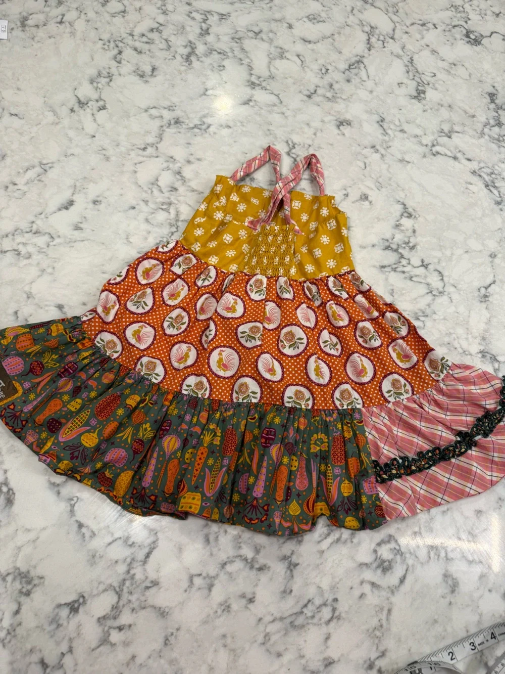 Matilda Jane Size 4 Mixed Print Dress – Roosters, Vegetables & Floral